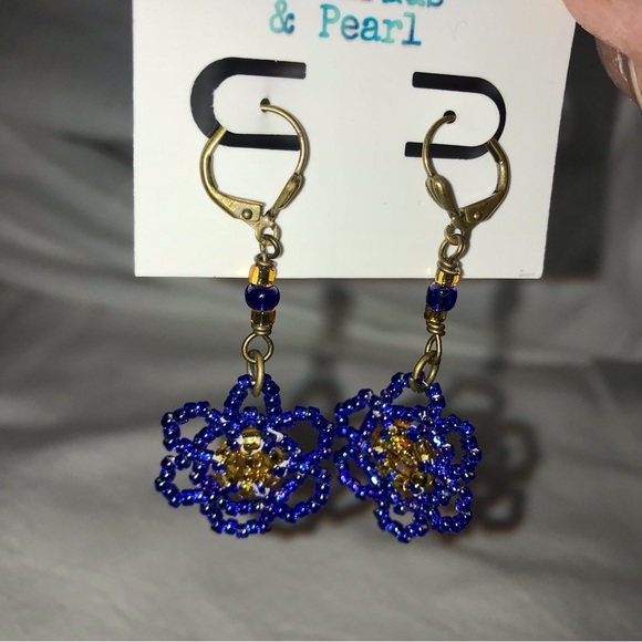 Swarovski Crystal and Seed Bead Drop Earrings - Picture 3 of 3